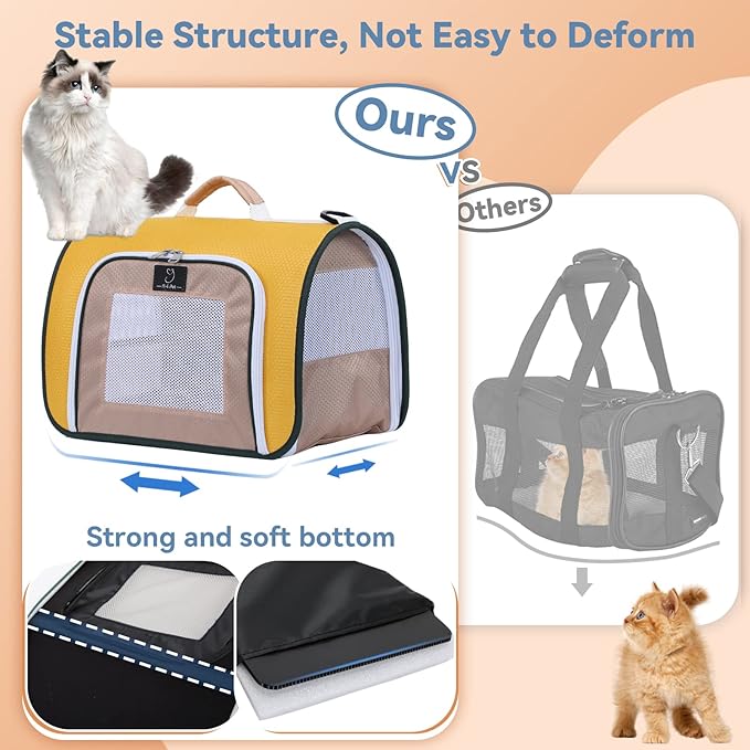 A4Pet Cat Carriers Dog Carrier Pet Carrier, TSA Airline Approved Small Dog Carrier for Cats Dogs Puppies (Up to 15lbs), Washable Soft-Sided Collapsible Travel Puppy Carrier