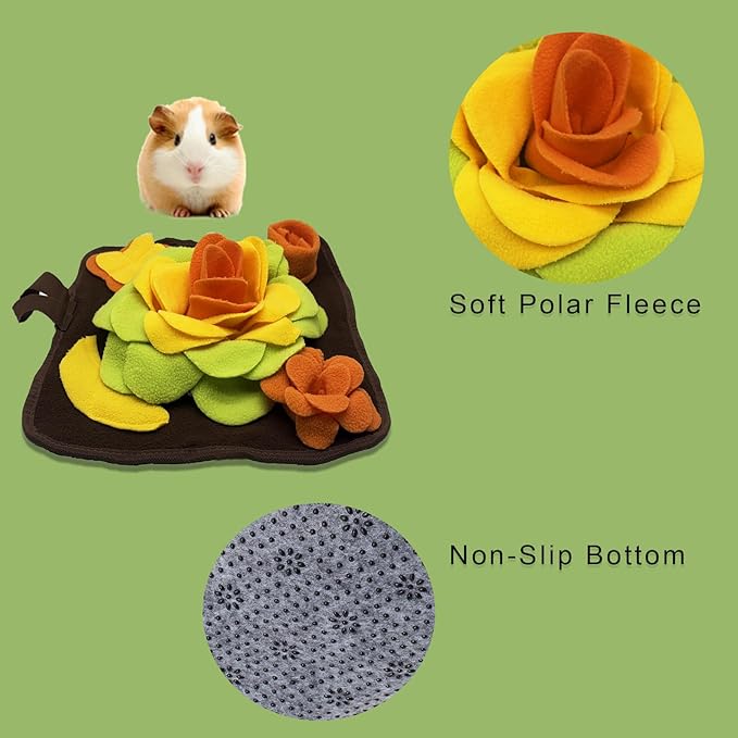 Rabbit Foraging Mat Snuffle Mat for Small Animals Bunny Puzzle Toys Pets Interactive Feeding Mat for Guinea Pigs Hedgehog Chinchilla Puppies (Orange)