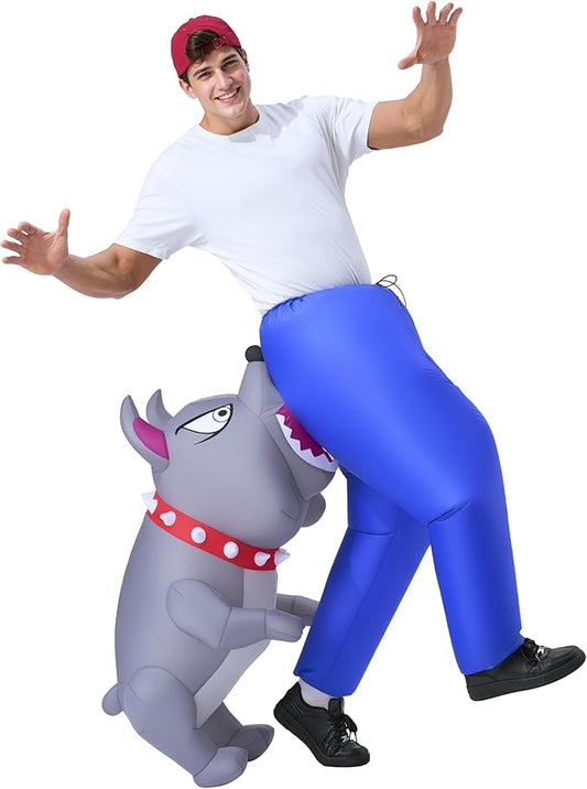 Spooktacular Creations Inflatable Dog Costumes for Adults, Biting By a Bulldog Blow up Outfit for Halloween Themed Parties