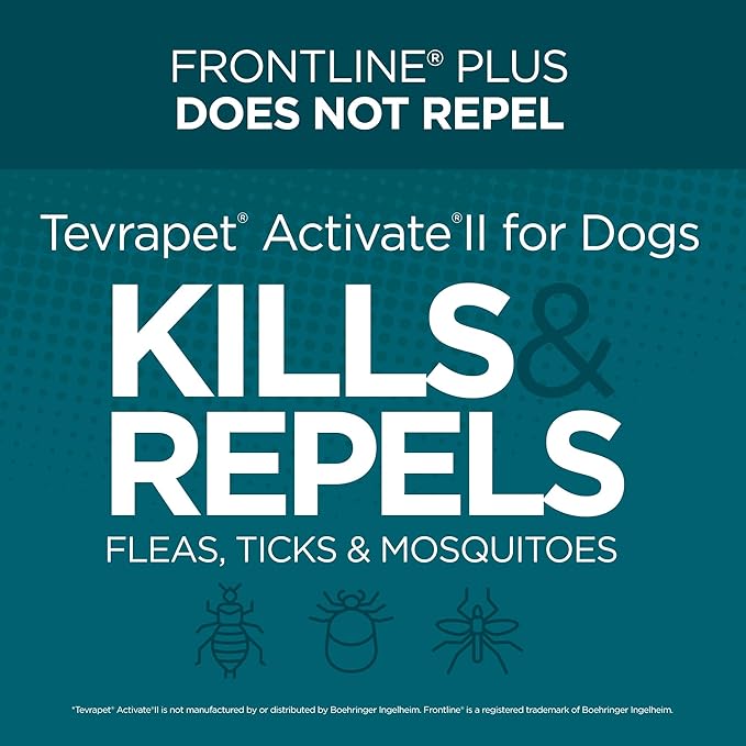 TevraPet Activate II Flea and Tick Prevention for Dogs | 4 Count | Small Dogs 4-10 lbs | Topical Drops | 4 Months Flea Treatment