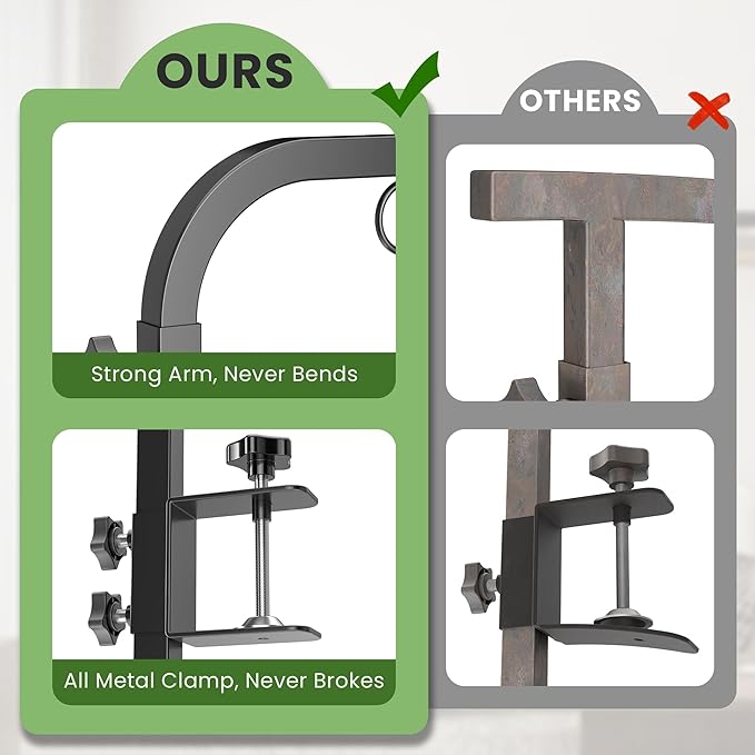 Adjustable Dog Grooming Arm with Clamps: 42" Height-Adjustable Pet Grooming Stand with Hammock and No-Sit Haunch Holders, Ideal for Home Grooming, Trimming, and Nail Clipping (Table Not Included)