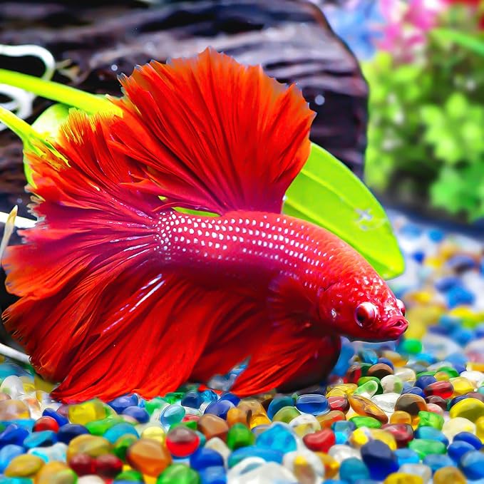 Keedolla Fish Tank Rocks Beads Aquarium 0.93LB, Clear Glass Pebbles Stones Gravel for Vases Fillers, Garden, Aquarium, Betta Fish Turtle Tank, Succulent Plants Decor - Sea Blue