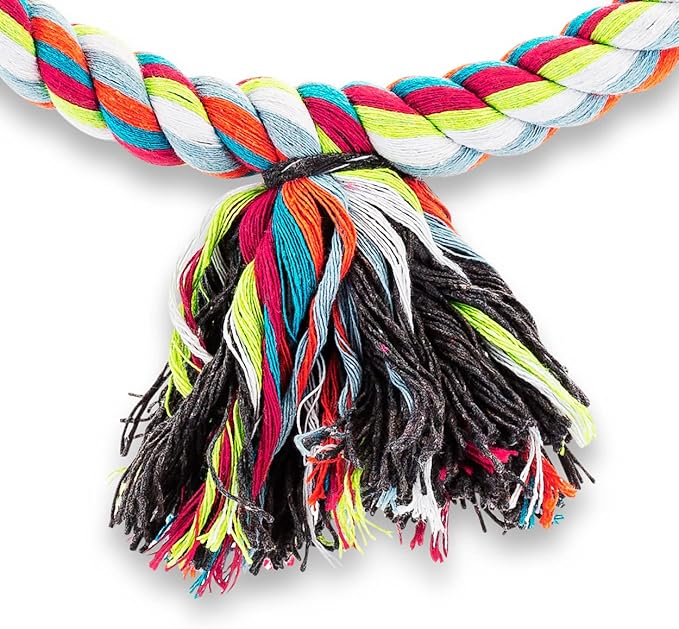 Spoiled Pet® Large Circle Cotton Bird Rope Swing Perch - Made with All Natural Materials - Safe to Climb and Chew - Great for African Grey Parrots, Cockatiels, Parakeets, and Cockatoos