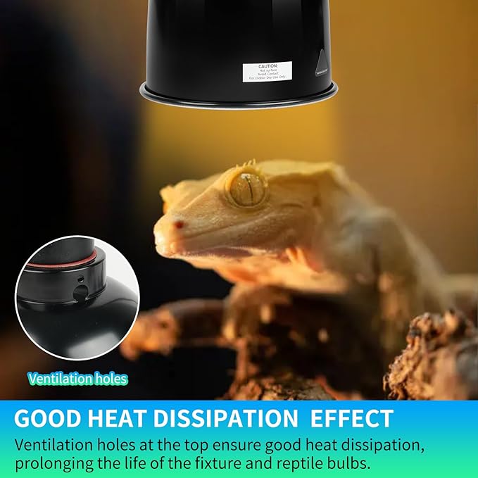 LUCKY HERP Reptile Light Fixture with Dimming Thermostat & Timer, Aluminum 5.5inch Deep Dome Reptile Lamp Fixture, Heat Lamp Fixture for UVB Bulb Basking Heat Bulb, Max 100W