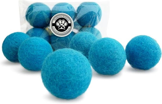 Wool Cat Toys - Felt Cat Toy Balls for Small Pet Fetch and Play - Eco Friendly Quiet Wool Ball Cat Toy for Cats and Kittens - Choose Your Colors (Aqua)