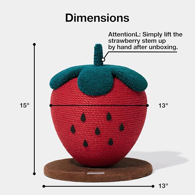 VETRESKA Strawberry Cat Scratching Post, Cute Cat Scratcher with Sisal Rope, Vertical Cat Scratch Post for Indoor Cat and Kitten, Ring Paper Strawberry Leaves Attract Cats