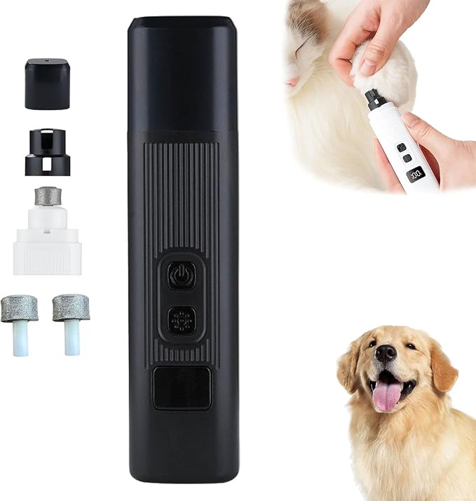 Catlabo Cat Nail, Catlabo Safe Cut Cat Nail Trimmer, Two Adjustable with 360° Grinding Settings, Low-Vibration Ultra-Quiet Under 40dB ＆ Powerful Enough for Thick Claws for All Kinds Pets (Black)