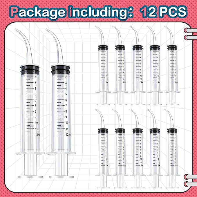 12 Pieces Baby Bird Feeding Syringe 12 ml Pet Liquid Feeding Syringes Kitten Feeder for Small Dogs Cats Puppy Kitten and Other Small Animal Feeding Supplies