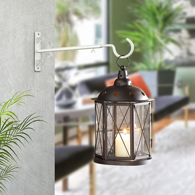 BOLITE Bird Feeder Hanger(16 to 24 Inch), Adjustable Hanging Plant Bracket, Wall Hooks for Hanging Bird Feeders, Planters, Lanterns, Wind Chimes, String Lights, 2 Pack, White