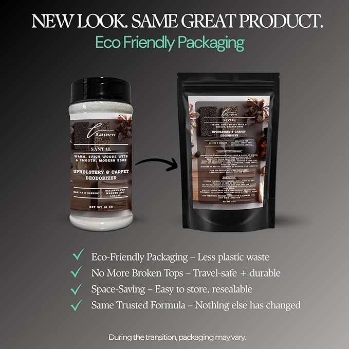 Santal Carpet Freshener Powder: Powerful Odor Eliminator for Home, Upholstery Deodorizer, Carpet Deodorizer, Pet Urine, Cat Litter Box - Santal Fragrance