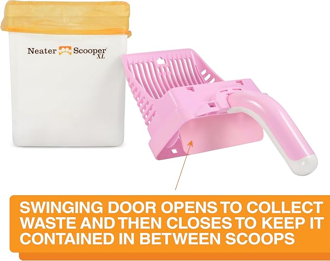 Neater Pet Brands Neater Scooper XL Cat Litter Scoop, 60 Refill Bags – Extra-Large Capacity Mess-Free Cat Litter Scooper with Bag for Large & Multiple Cats, Spill-Proof Litter Box Scooper with Holder