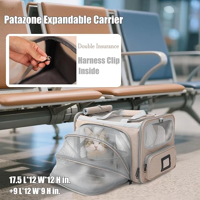 Small Dogs Carrier Airline Approved Soft Cat Carriers Stylish Expandable Pets Carriers Puppies Kitties Cage,Ventilated,Rabbit Bunny Small Animals Travel Outdoor Khaki Color