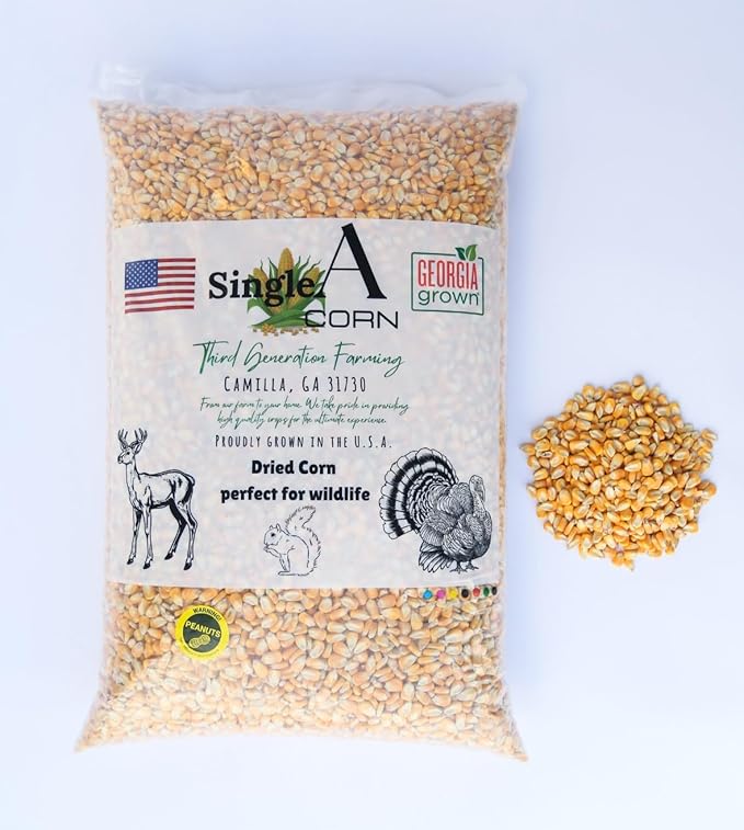 Single A Corn©️: Premium Dried and Shelled Whole Kernel Corn 21 lbs - Perfect Feed for Birds, Deer, and Other Wildlife- This Season's Corn!