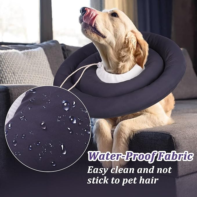 IDOMIK Dog Recovery Collar, Waterproof Soft Dog Cone After Surgery, Comfy Protective Elizabethan Collar Alternative for Dogs Cats, Adjustable Pet Neck Donut Cone Anti-Licking Biting Wounds,Grey,2XL