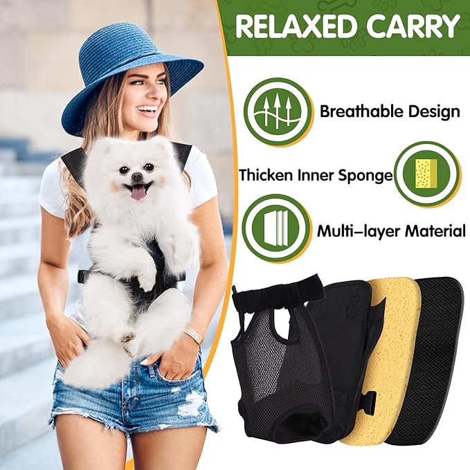 Pet Carrier Backpack, Hands-Free Adjustable Dog Front Carrier Legs Out & Easy-Fit Dog Backpack Carrier for Hiking Camping Traveling Cycling for Small Dogs and Rabbits (Large, Black)