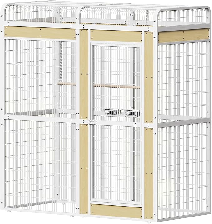 Large Bird Cage for Parakeets Outdoor Bird Aviary Parrot Cage with Perch, Birdcage for Macaws Canaries Parrots Budgie Lovebirds-White