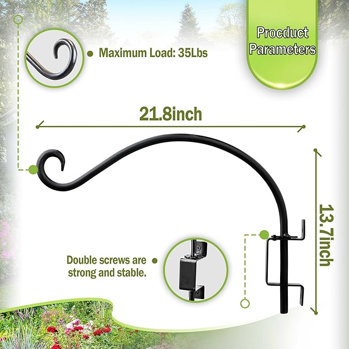 Swivel Bird Feeder Hanger Hook: Swivel Hanging Plant Bracket Outdoor - Wall Mount Hanging Hook for Bird Feeder 16Inch 2Packs