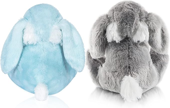 My OLi Bunny Stuffed Animal Pack of 2 Plush Rabbit 7in Stuffed Bunny with Floppy Ear Bedtime Friend Soft Toy Gifts for Girls Boys Kids, Gray & Blue