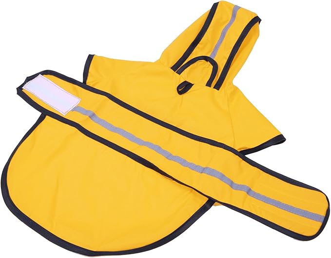 HDE Dog Raincoat Jacket Reflective Adjustable Hooded Pet Poncho Rain Coat with Leash Hole for Small to X-Large Dogs Yellow - XL