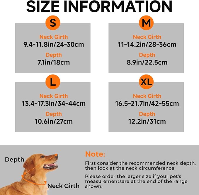 Dog Cone Collar M, Soft Cones for Large Medium Small Dogs,Adjustable Dog Cone Alternative to Stop Licking, Comfy Elizabethan Collar for After Surgery Wound Healing & Hot Spots Orange