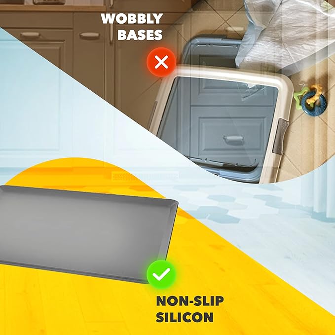 TidyFriend Dog Pee Pad Holder Tray Fits for 24” x 24” Wee Wee Pee Pads - Stable Grip, Raised Edges, Quick-Wipe Silicone Surface Dog Potty Tray Holder for Indoor Flooring Protection (Dark Grey)