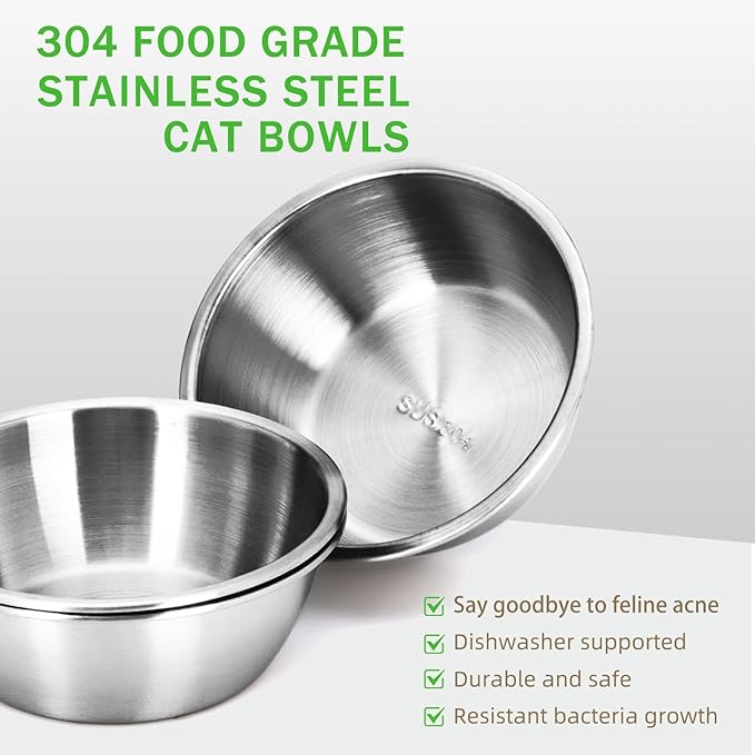 Upgraded Elevated Cat Food Bowl, 15° Tilt Stand Anti-Vomit Elevated Cat Food Bowl,3 Stainless Steel for Feeding and Drinking Pet Feeding Bowls, Pet Feeder for Cats and Puppies.