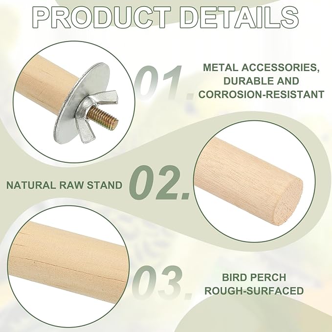 Parrot Perch, Wooden Parrot Perch Stand Toy, Paw Grinding Stick, Bird Cage Accessories, 5 Sizes (5 Colors, 5 Pcs) Birds Toys Intended for Cage/Parakeets/Conure/Budgie