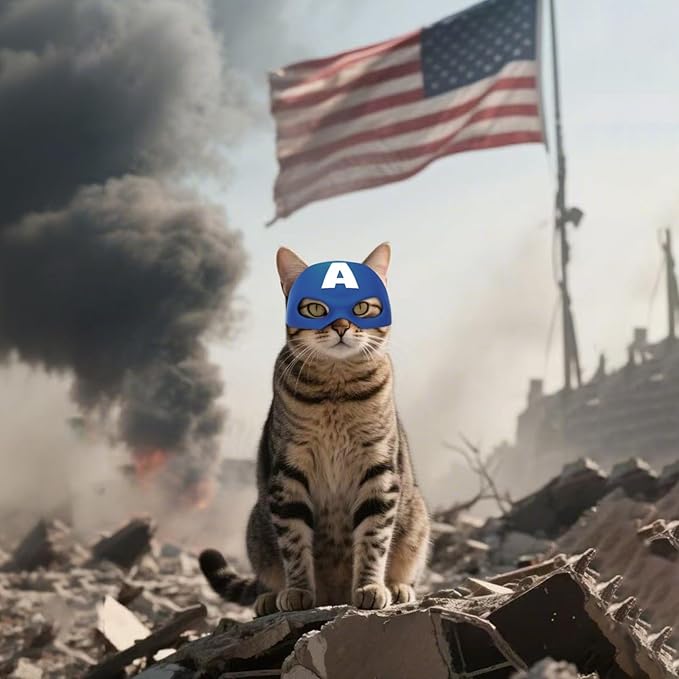 Cat Bat Mask Halloween Costumes Accessories for Cats, Cat Bat Cosplay Apparel (Medium, Blue Captain)