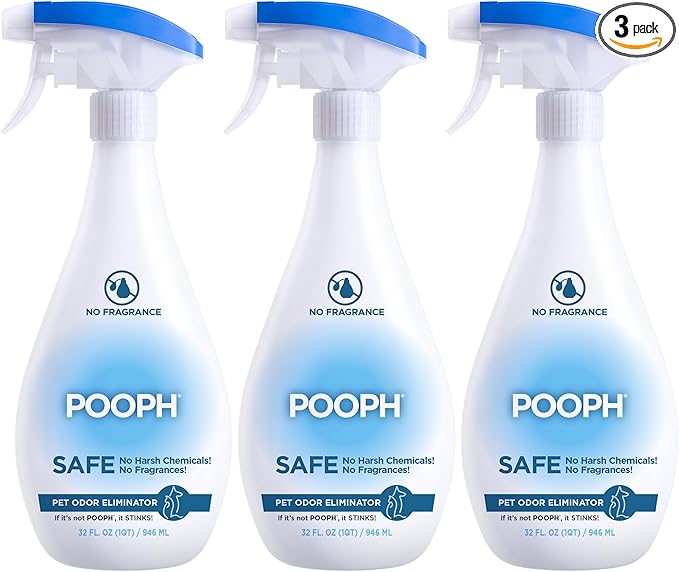 POOPH® Pet Odor Eliminator Spray – 32oz Single & 32oz 2-Pack Bundle – No Fragrance, No Harsh Chemicals, Safe for Pets & People, Eliminates Odors Fast – Home, Auto, Furniture & More