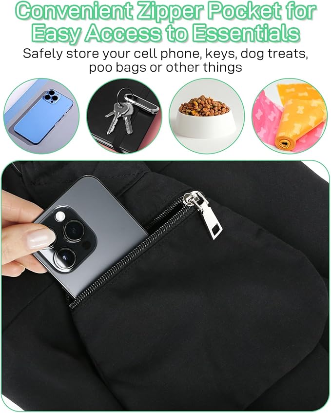 Small Dog Front Carrier Sling for 5-15lbs Dogs or Cats, Puppy Sling with Adjustable Straps and Pocket, Dog Pouch Carrier for Travel Outdoor Hands Free, Portable Large Capacity Pet Bag, Black