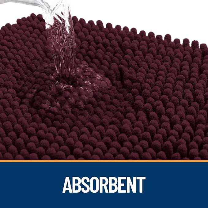 OLANLY Dog Door Mat for Muddy Paws 30x20, Absorbs Moisture and Dirt, Absorbent Non-Slip Washable Doormat, Quick Dry Chenille Mud Mat for Dogs, Entry Indoor Entryway Carpet for Inside Floor, Russet