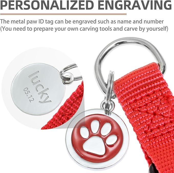 PUPTECK No Pull Dog Harness Soft Adjustable Basic Nylon Step in Puppy Vest Outdoor Walking with ID Tag Red