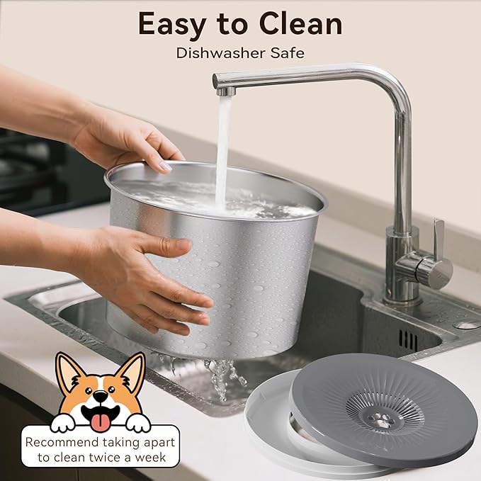 2PCS 2.5L No Spill Dog Water Bowl 84oz Stainless Steel Slow Water Bowl for Small Medium Dogs Splash Proof Pet Bowl with Anti-Slip Mat for Sloppy Messy Drinkers and Cats