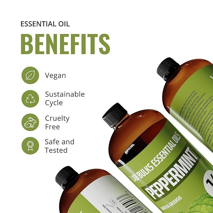 Peppermint Essential Oil (16 oz, 2 Pack) – Bulk Peppermint Oil for Diffusers, Candles, Cleaning & Sprays