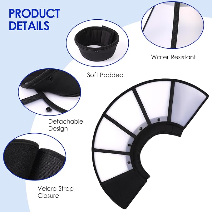 KOESON Dog Cone Collar, Soft Cones for Large Dogs, Professional Large Dog Surgery Recovery Cone with Adjustable Hook & Loop, Comfortable Pet Elizabethan Collars to Stop Licking, Black L