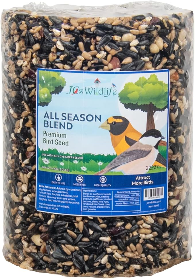 JCs Wildlife 5 Pack Premium Bird Seed Blend Large Cylinder with Hole Variety Pack