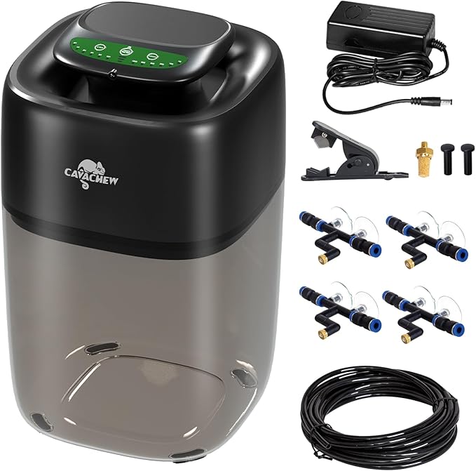 10L Reptile Mister with 4pcs Nozzles, High Pressure Reptile Mister System with Timer, Automatic Mister Fogger for Reptile Tank, Adjustable Terrarium Misting Humidifier for Reptiles/Amphibians