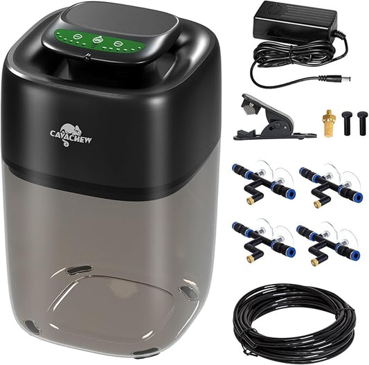 10L Reptile Mister with 4pcs Nozzles, High Pressure Reptile Mister System with Timer, Automatic Mister Fogger for Reptile Tank, Adjustable Terrarium Misting Humidifier for Reptiles/Amphibians