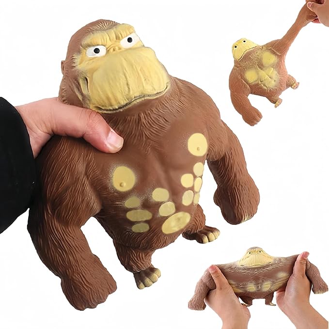 Stretchy Glue-Sand Filled Rubber Gorilla, Latex Gorilla Soft Decompression Doll Toy,Squishy Monkey Toy, Animal High-Elastic Stretchable, Decompression Toy for Adults and Children (Gorilla-S)