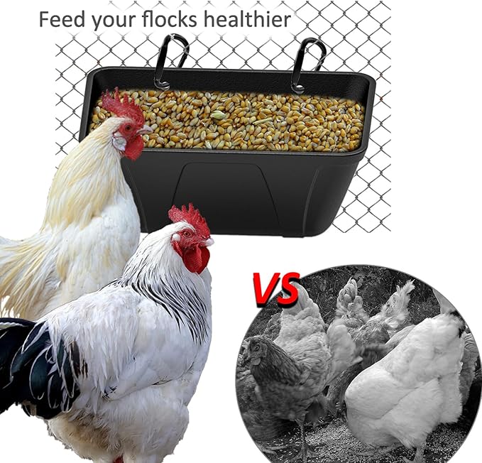 Fence Hanging Chicken Feeder for Duck, Piglets, Goat Feeder Poultry Feeding Container for Livestock Feed Trough Water Bucket(2)