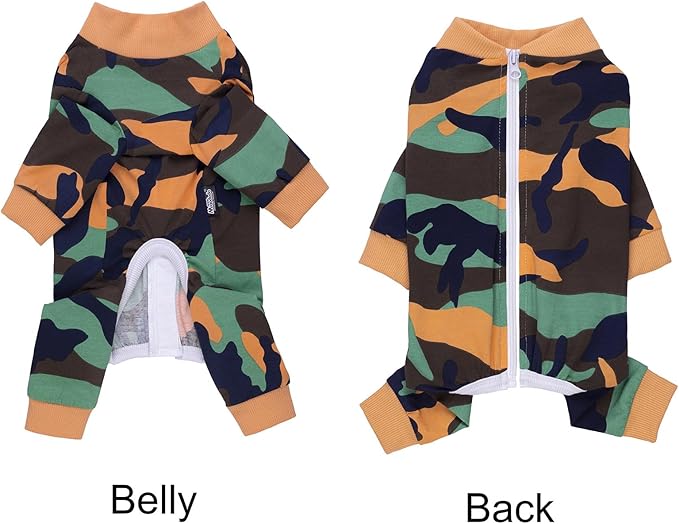Camo Dog Recovery Suit Female Male For Small Medium Dogs,Dog Surgical Recovery Suite Bodysuit After Surgery Zipper On Back Puppy Cat Long Sleeve Onesies Bodysuit After Surgery Wound Protective