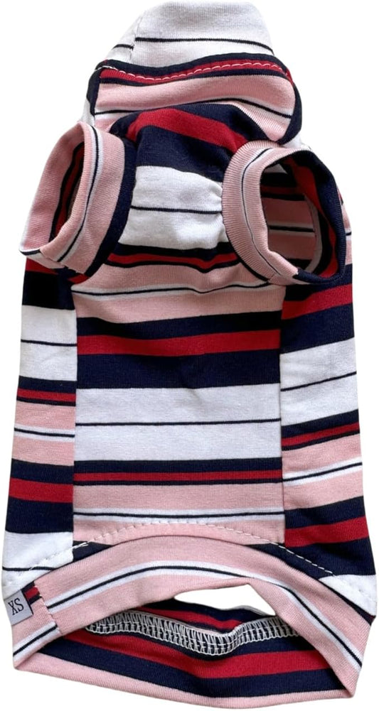 Vintage Stripes Sphynx Hairless Cats Shirt Cotton Cat Turtleneck Pet Clothes Kitten T-Shirts with Sleeves for Sphynx Cornish Rex, Devon Rex, Peterbald (Gentlemen, X-Small)