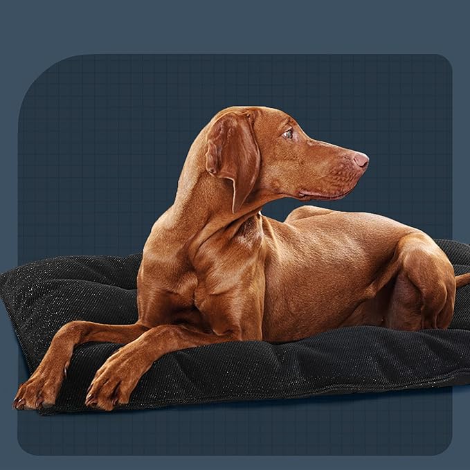 MABOZOO Chew Proof Indestructible Dog Beds for Aggressive Chewers,Durable Dog Crate Pad,Washable Tough Pet Mats for Kennel,Black,Small 17x23 in