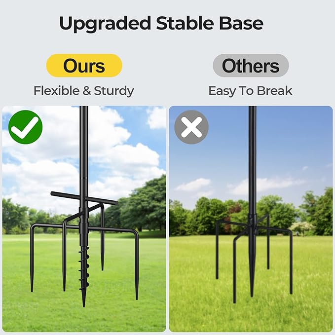 92 Inch Bird House Pole for Garden, Optimech Bird Feeder Poles with Squirrel Proof Baffle 4 Shepherd Hooks,Heavy Duty Stand 5-Prong Anchor Feeding Station (Bird House NOT Included)