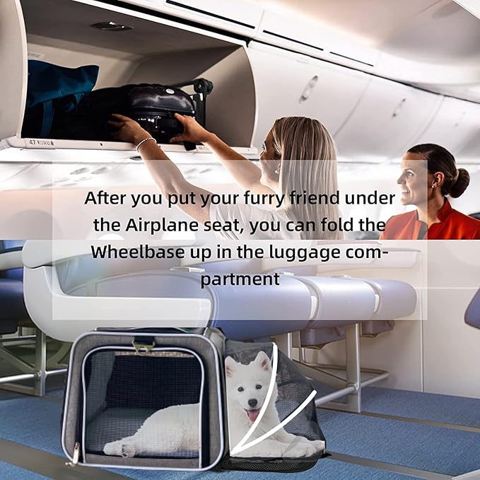 Airline Approved Expandable Premium Pet Carrier on Wheels- Two Sided Expandable Rolling Carrier- Designed for Dogs & Cats- Extra Spacious Soft Lined Carrier! (Blue)