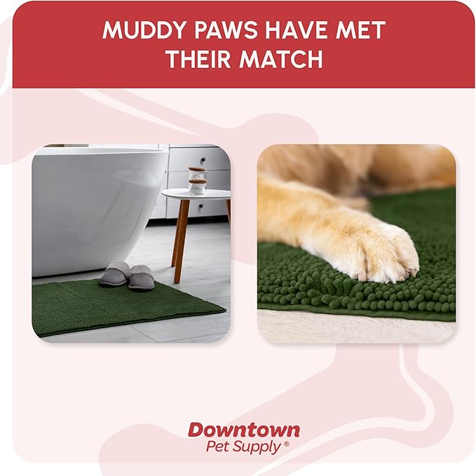 My Doggy Place Microfiber Dog Mat for Muddy Paws, 8' x 2' Chive - Non-Slip, Absorbent and Quick-Drying Dog Paw Cleaning Mat, Washer and Dryer Safe - Hallway Runner