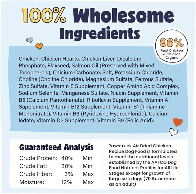 Pawstruck Air Dried Dog Food with Real Chicken, Grain Free, Made in USA, Non-GMO, Vet Recommended, High Protein Limited Ingredient Full-Feed, All Breeds & Ages, 2.5oz Trial Bag