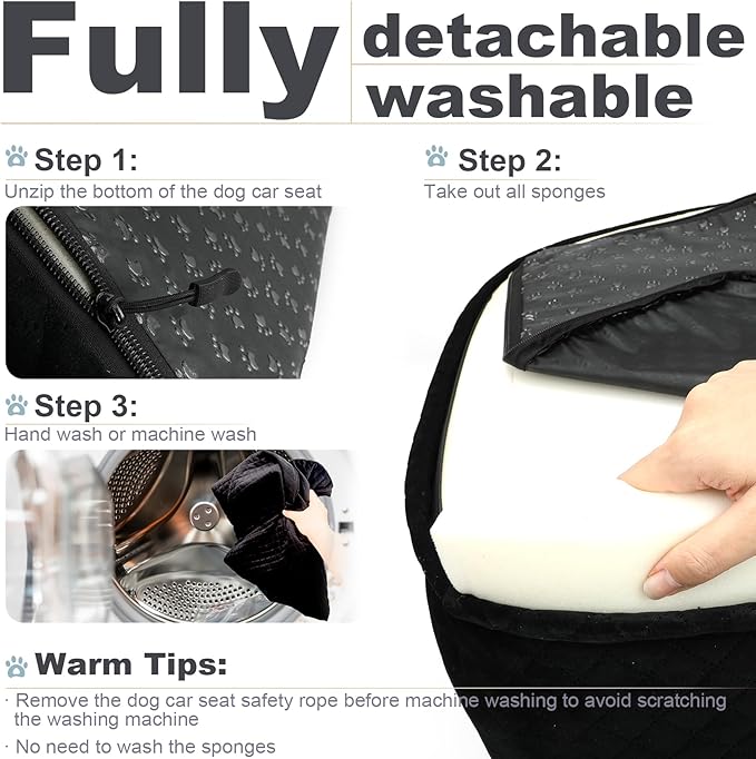 Youvee Dog Booster Car Seat,Interior Height 6 Inches Pet Car Travel Seat for Small Dog 10 15 20 25 30 lbs,for car Front/Back Seat,Safety,Comfortable,Fully Detachable and Washable(View Ⅰ-Black)