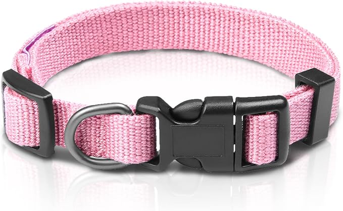 Pink Dog Collar for Large Dog, Breathable, Anti-Odor & Soft, Comfortable for Sensitive Skin Puppies, 90% Bamboo Rayon, Adjustable Quick-Release Buckle Pet Collar for Large Breeds