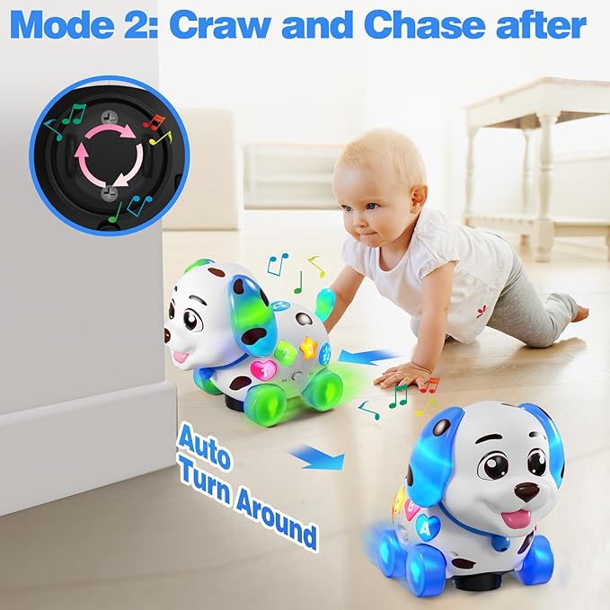 Musical Puppy Toys for 1 Year Old Boy Gift, Crawling and Walking Baby Toy 6-9-12-18 Month, Birthday Gift for 1 Year Old Boy Girl, Bilingual Infant Toys for 7 8 10 Month Olds (Blue)
